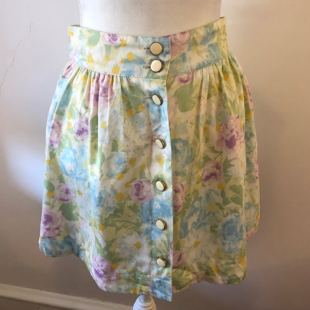 H&M Multicolor Pastel Floral Button Up Skirt 8